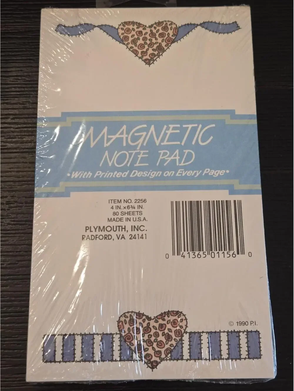 1990 Plymouth Inc Rose Heart Magnetic Note Pad 80 Sheets Sealed